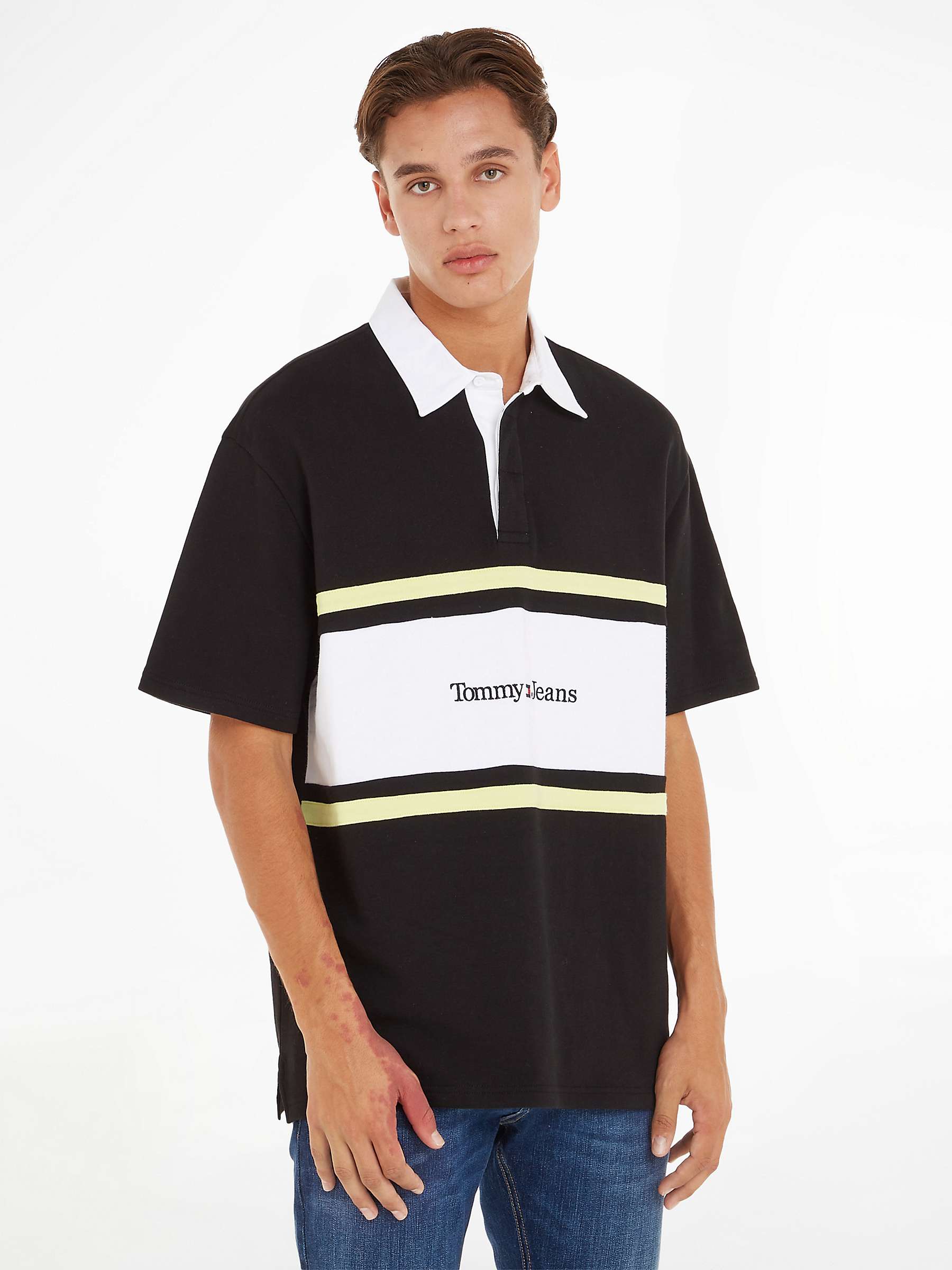 Buy Tommy Jeans Stripe Rugby Shirt, Black Online at johnlewis.com