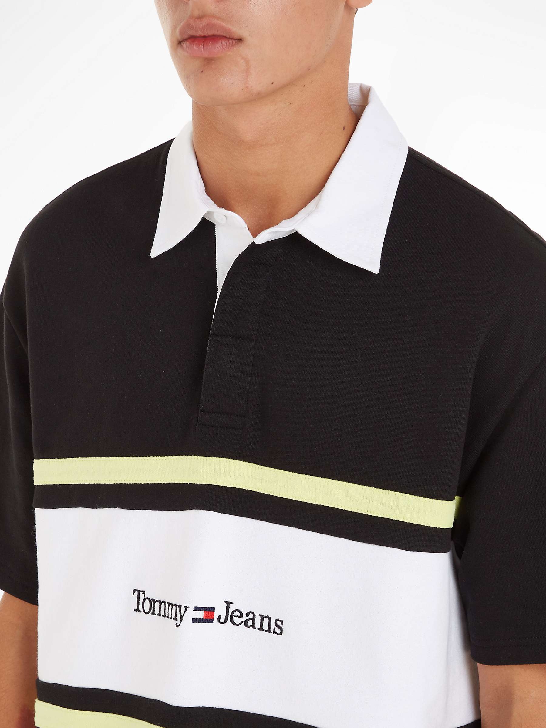 Buy Tommy Jeans Stripe Rugby Shirt, Black Online at johnlewis.com