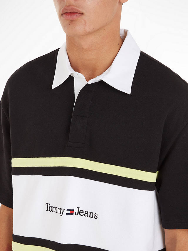 Tommy Jeans Stripe Rugby Shirt, Black