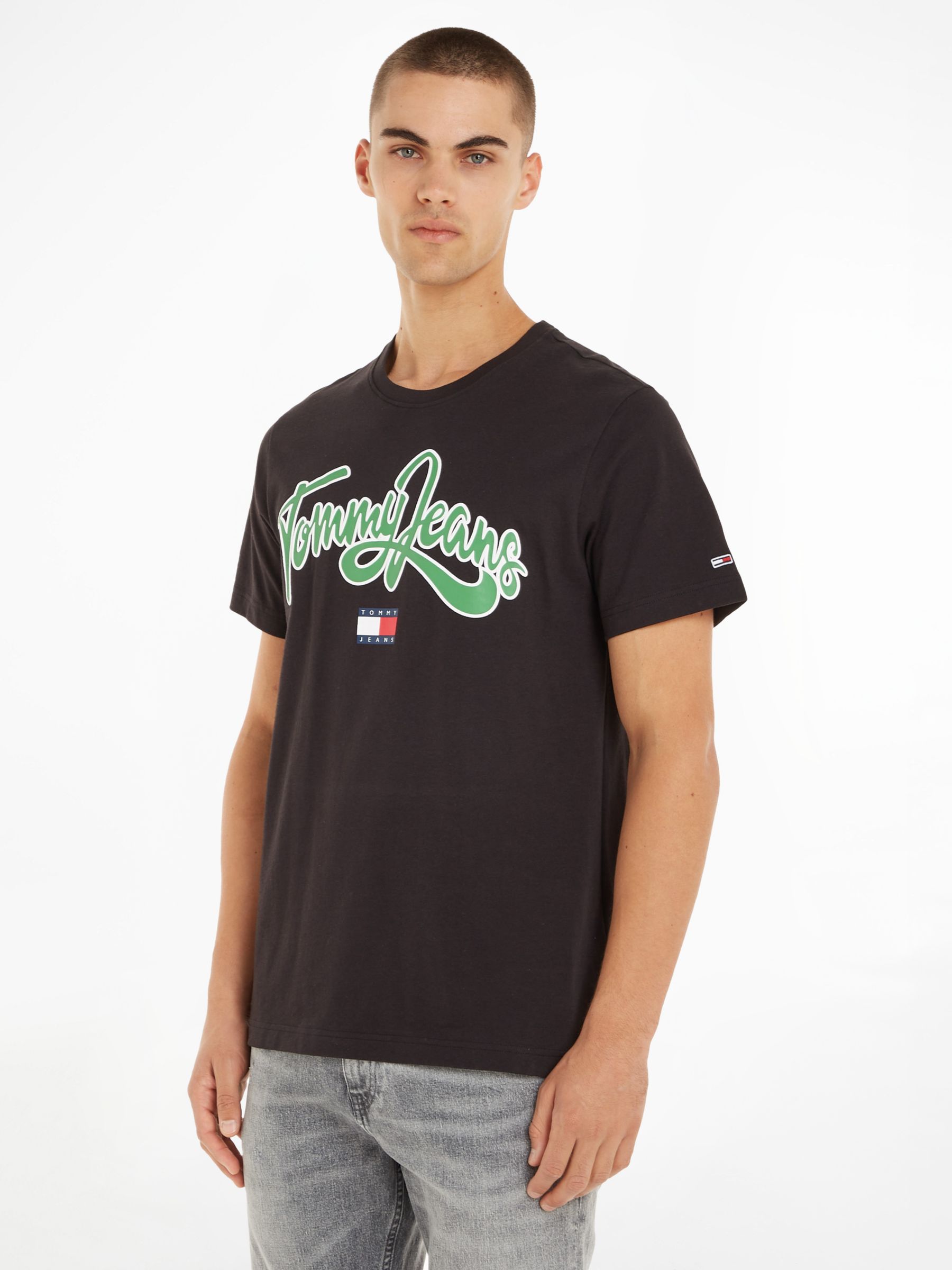 Tommy Jeans Organic Cotton Pop Logo T-Shirt, Black, L