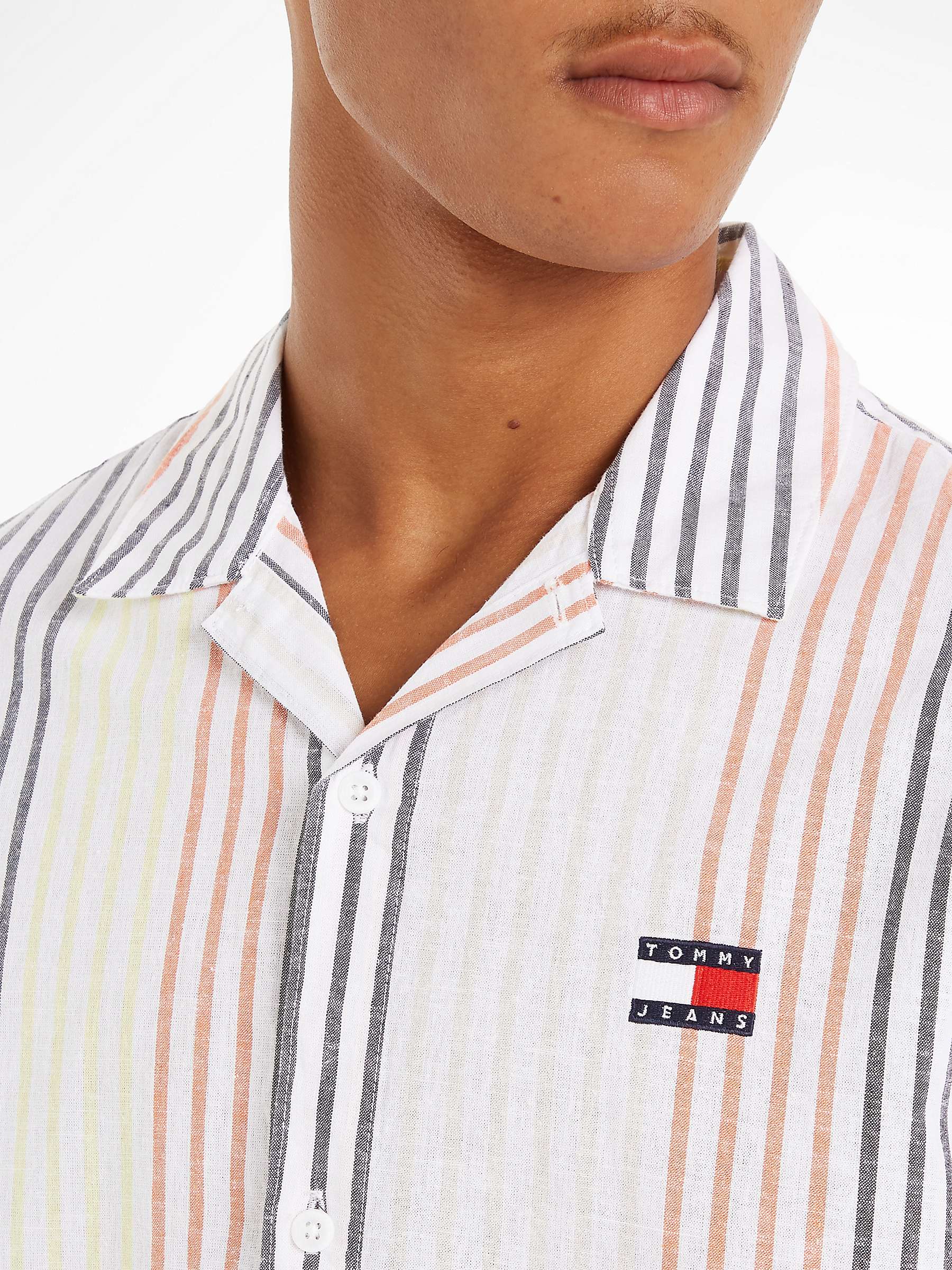 Buy Tommy Hilfiger Linen Stripe Shirt, White/Multi Online at johnlewis.com