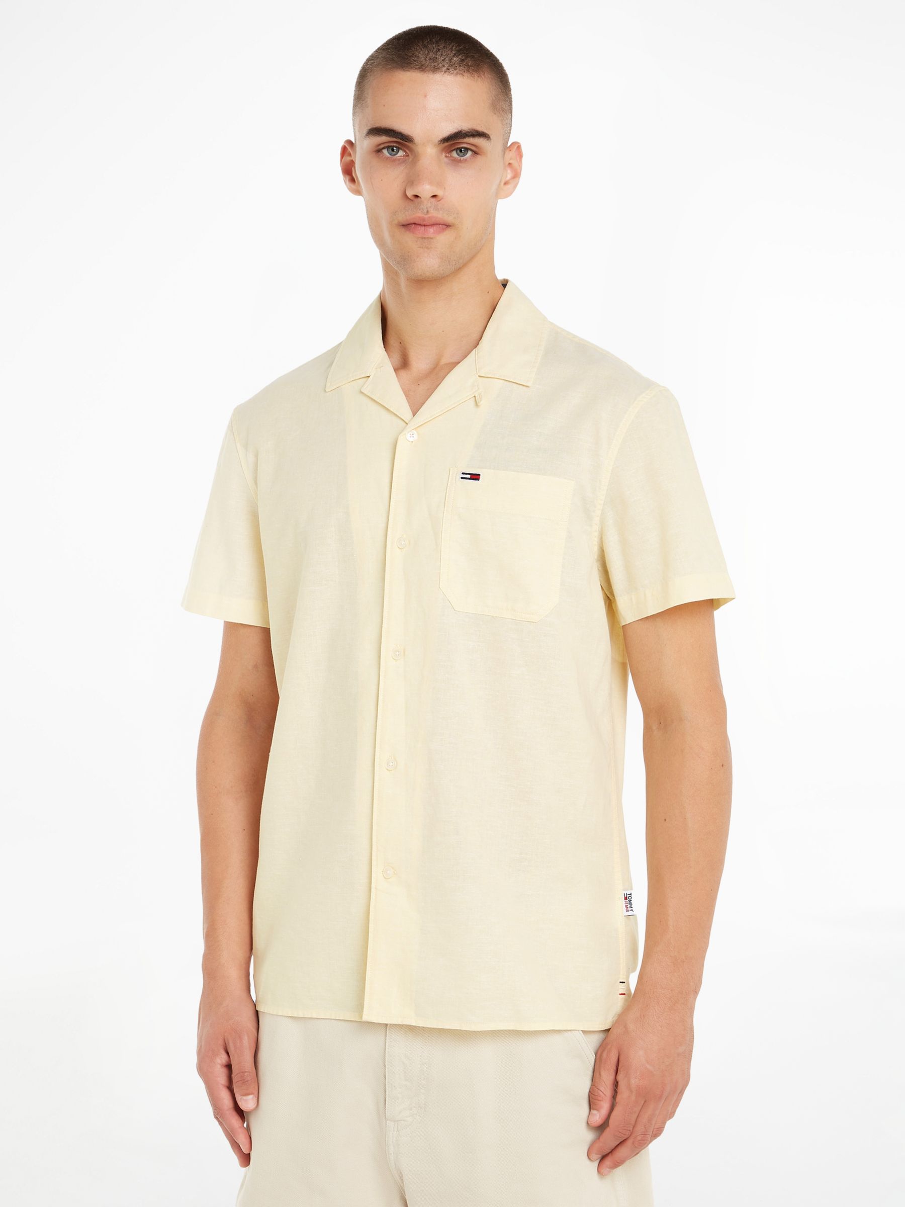 Buy Tommy Hilfiger Linen and Organic Cotton Camp Shirt, Lemon Zest Online at johnlewis.com