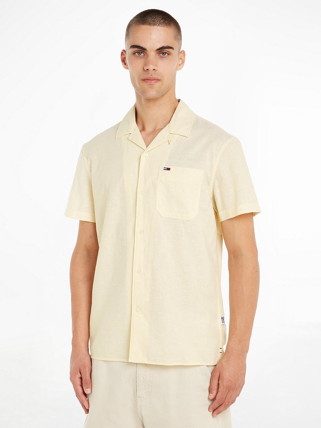 Tommy Hilfiger Linen and Organic Cotton Camp Shirt, Lemon Zest