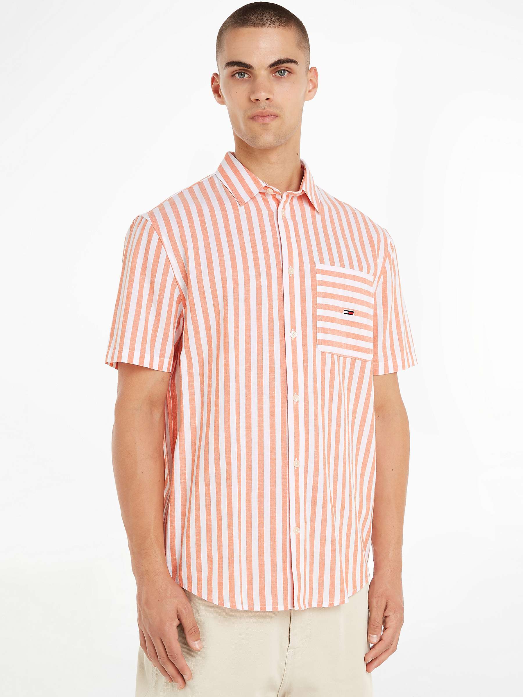Buy Tommy Hilfiger Relaxed Stripe Shirt, Citrus Orange Stripe Online at johnlewis.com