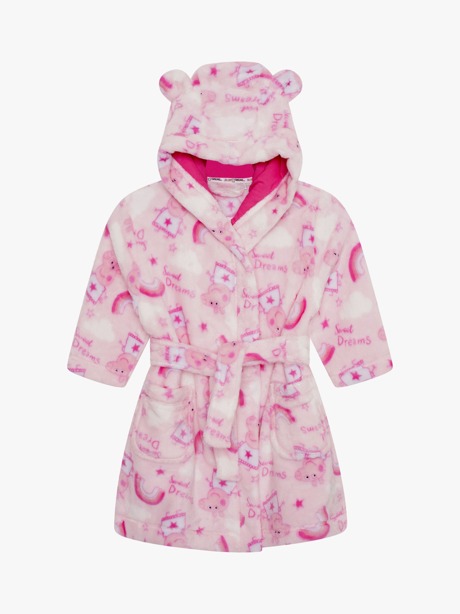 Brand Threads Kids' Peppa Pig Dressing Gown, Fuchsia, 12-18 months