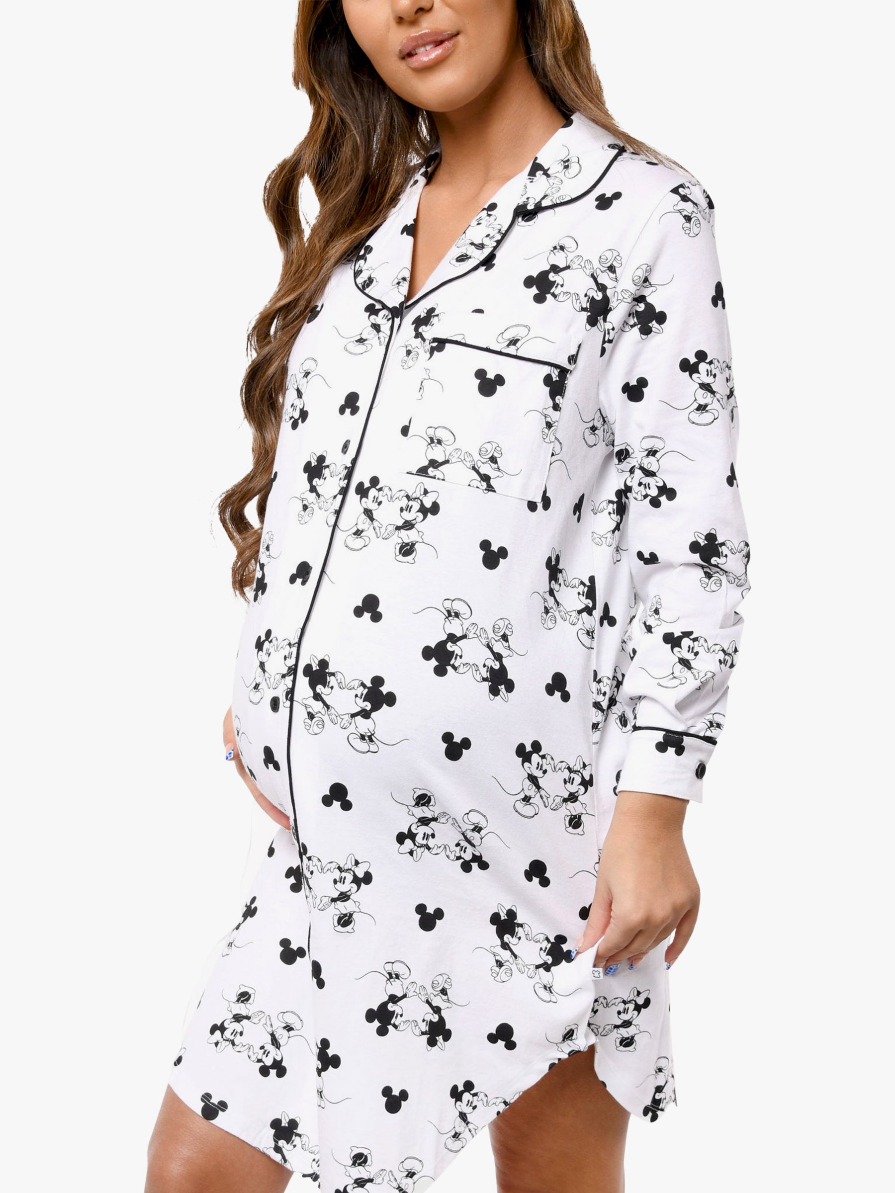 Brand Threads Maternity Mickey Mouse Nightdress, White, XS