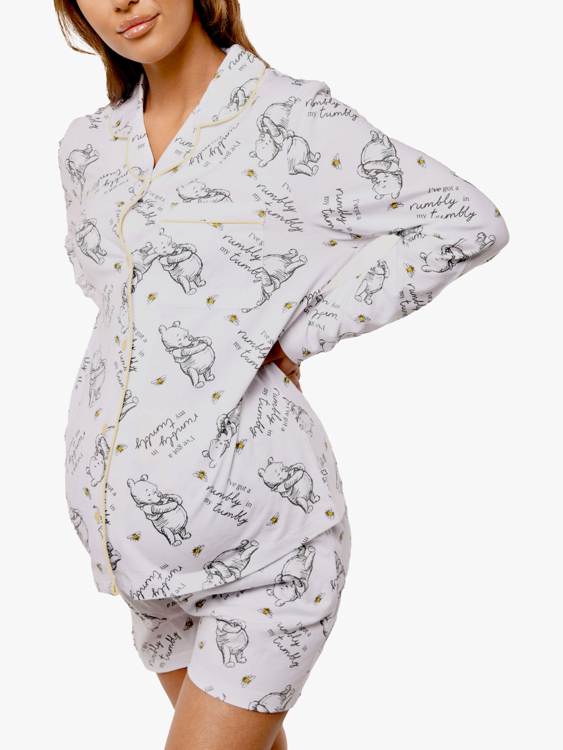 Brand Threads Maternity Winnie the Pooh Pyjama Set, White, XS