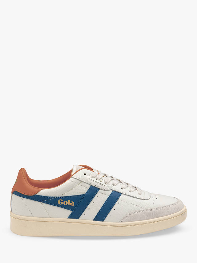 Gola Classics Contact Leather Lace Up Trainers, White/Blue/Orange