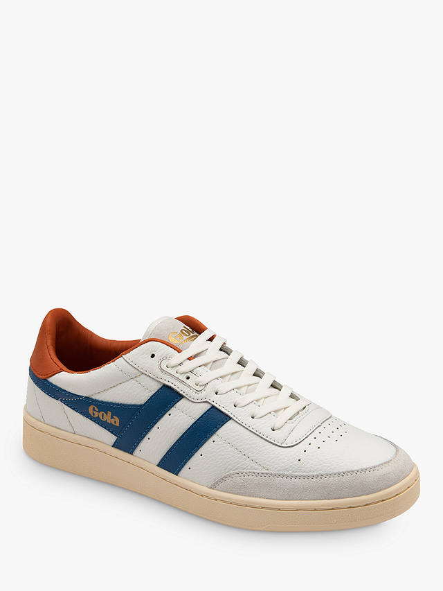 Gola Classics Contact Leather Lace Up Trainers, White/Blue/Orange
