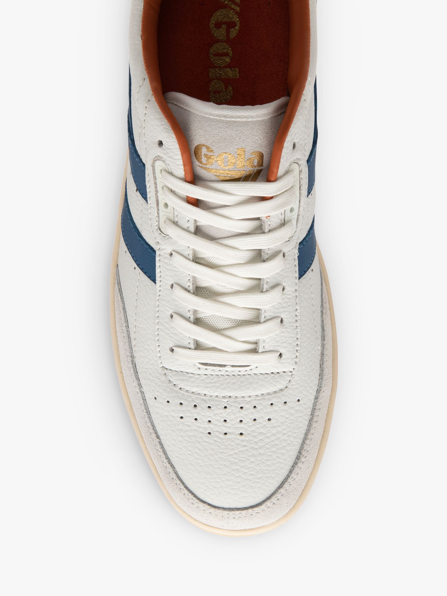 Gola Classics Contact Leather Lace Up Trainers, White/Blue/Orange, 6