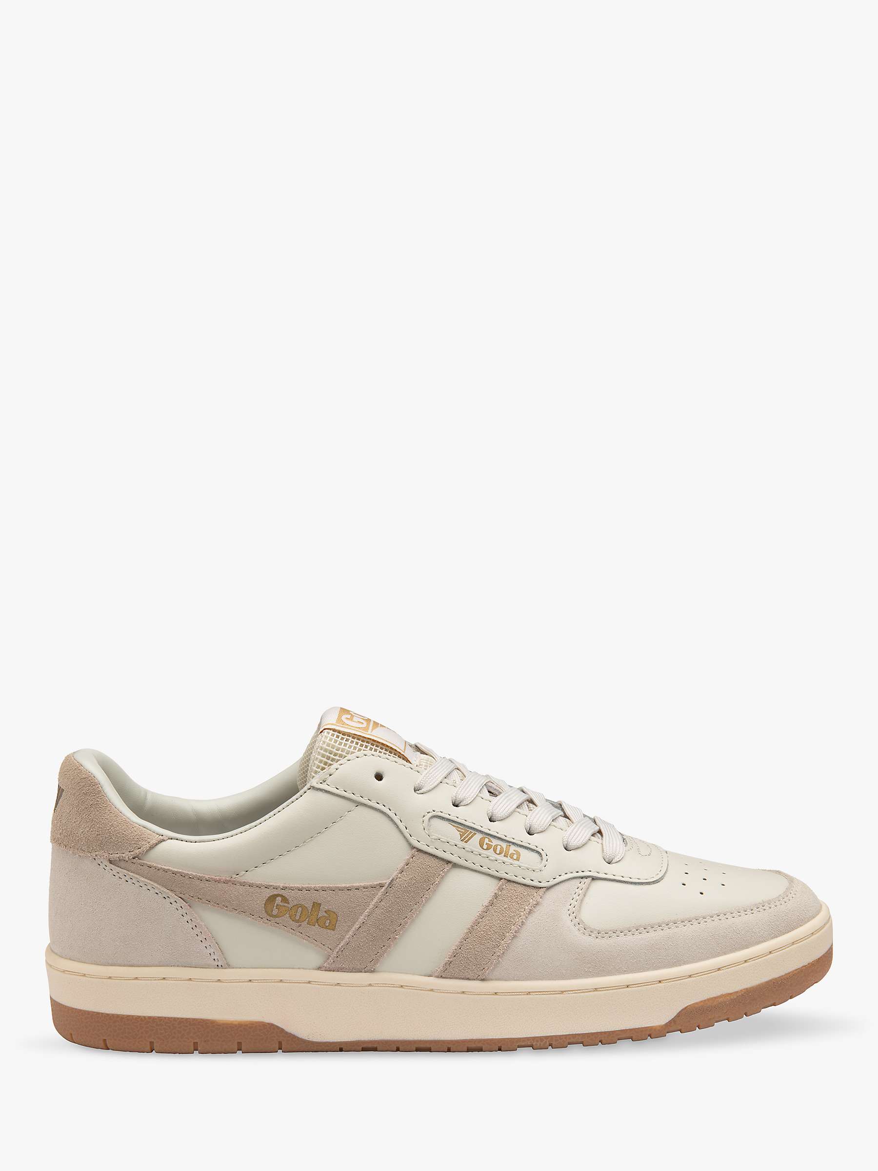 Gola Classics Hawk Leather Lace Up Trainers, Off White/Grey at John ...