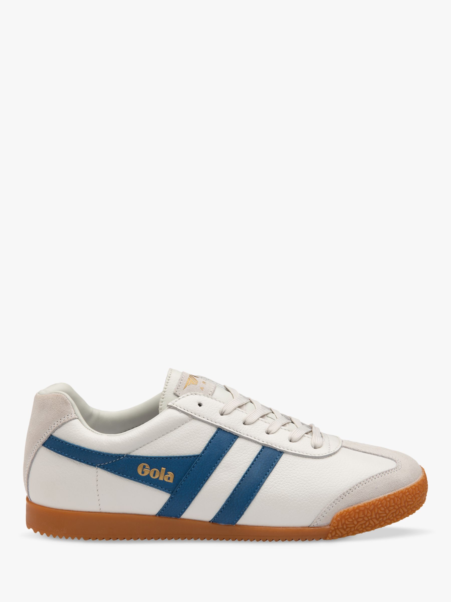 Gola Classics Harrier Leather Lace Up Trainers, White/Marine Blue, 6