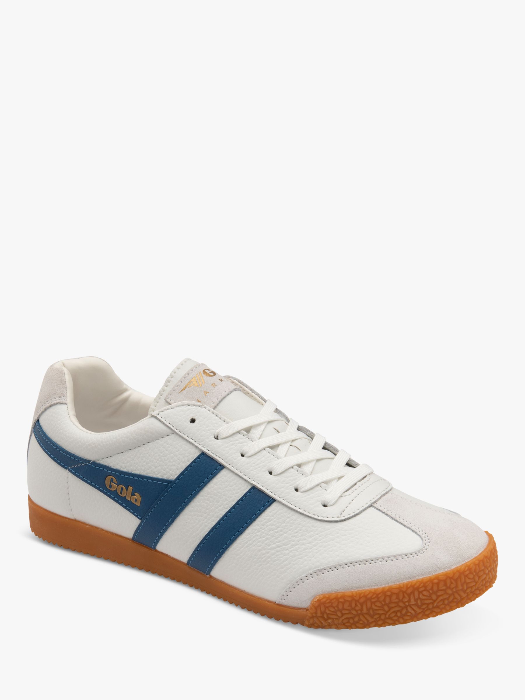 Gola Classics Harrier Leather Lace Up Trainers, White/Marine Blue, 6