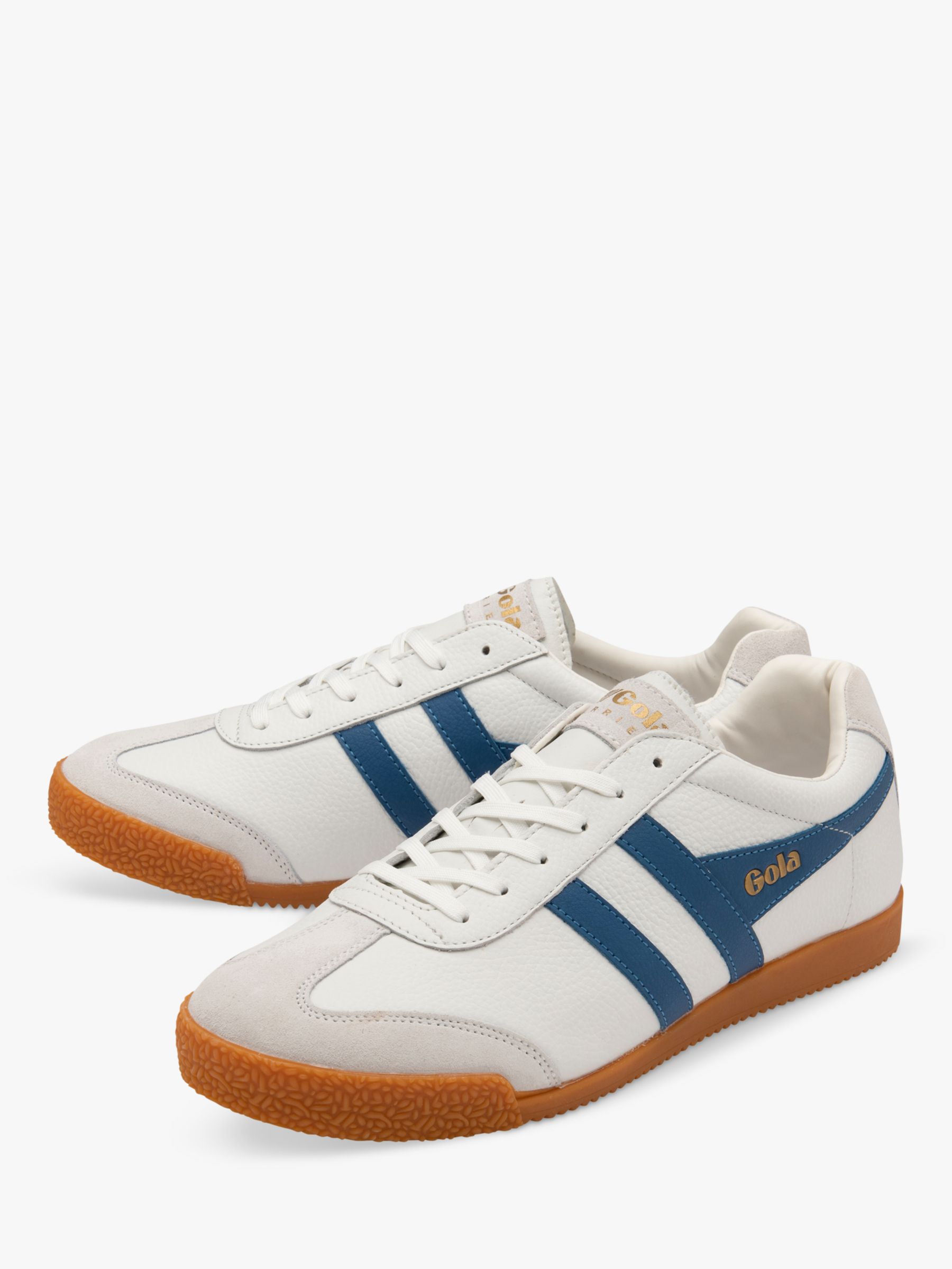Buy Gola Classics Harrier Leather Lace Up Trainers, White/Marine Blue Online at johnlewis.com