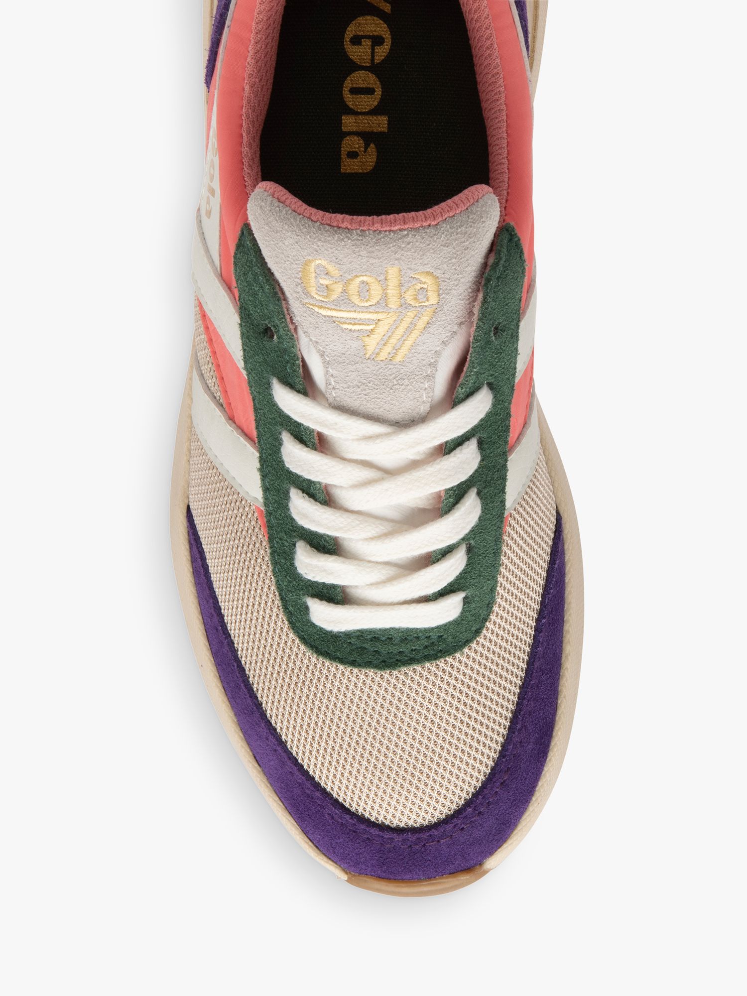 Buy Gola Classics Raven Lace Up Trainers, Wheat/Coral/Purple Online at johnlewis.com