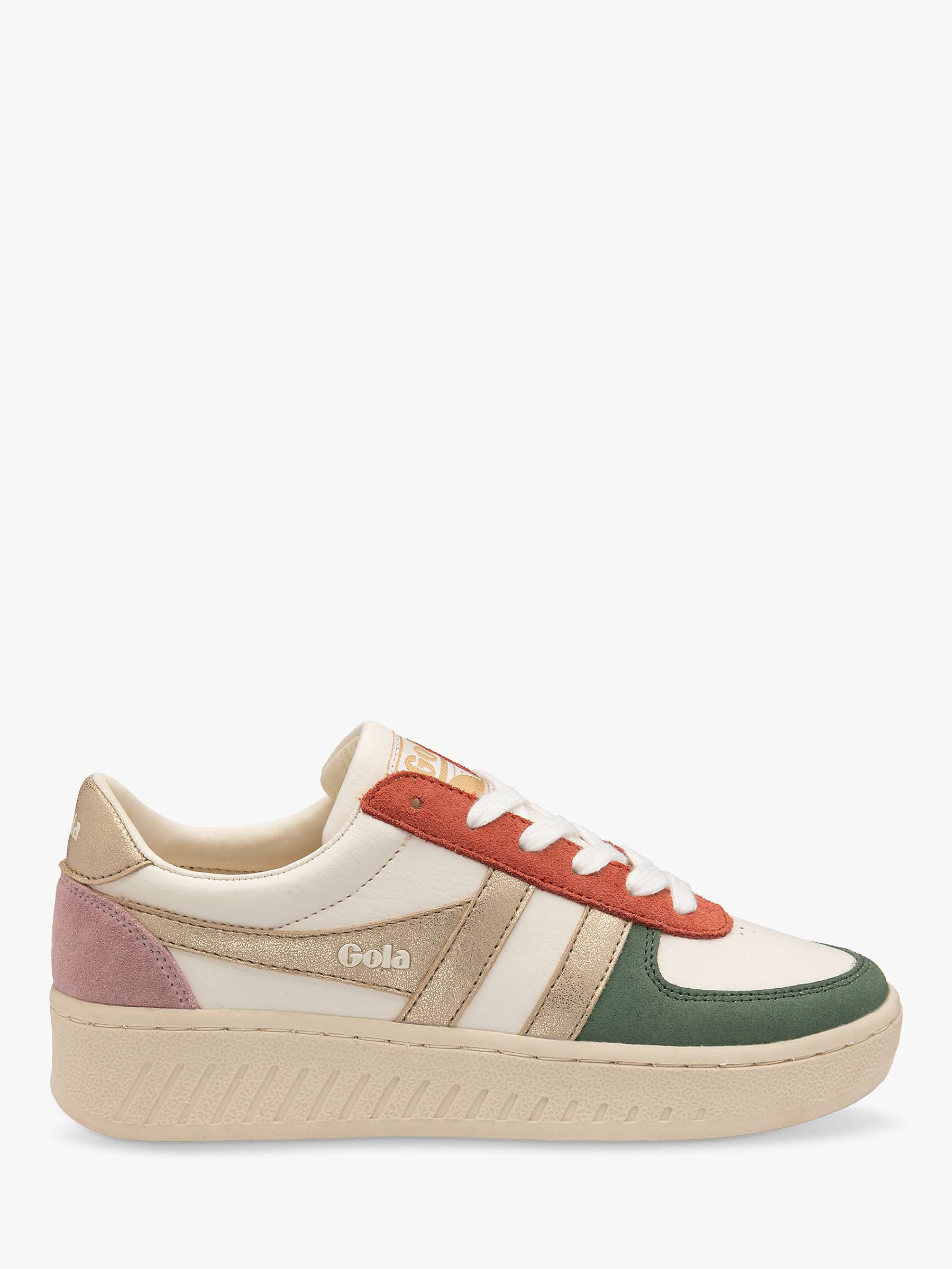 Buy Gola Classics Grandslam Quadrant Lace Up Trainers, Off White/Sage/Gold Online at johnlewis.com