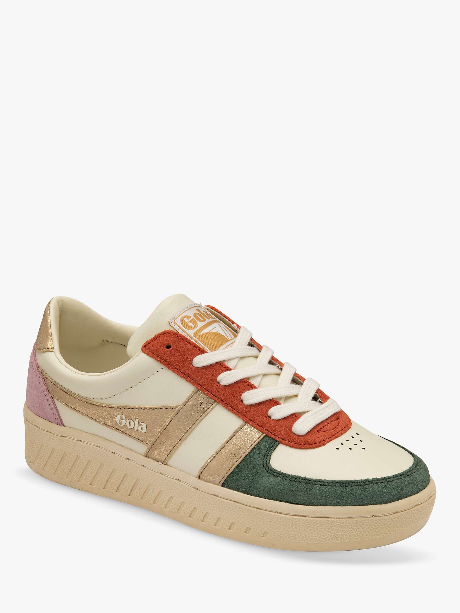 Buy Gola Classics Grandslam Quadrant Lace Up Trainers, Off White/Sage/Gold Online at johnlewis.com