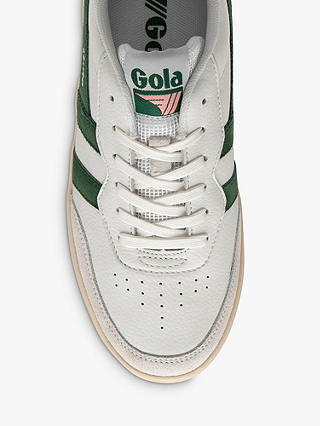 Gola Classics Topspin Leather Lace Up Trainers, White/Evergreen/Pink