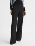 Reiss Joanne Wide Leg Trousers, Black