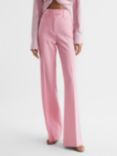 Reiss Blair Wool Blend Flared Trousers, Pink