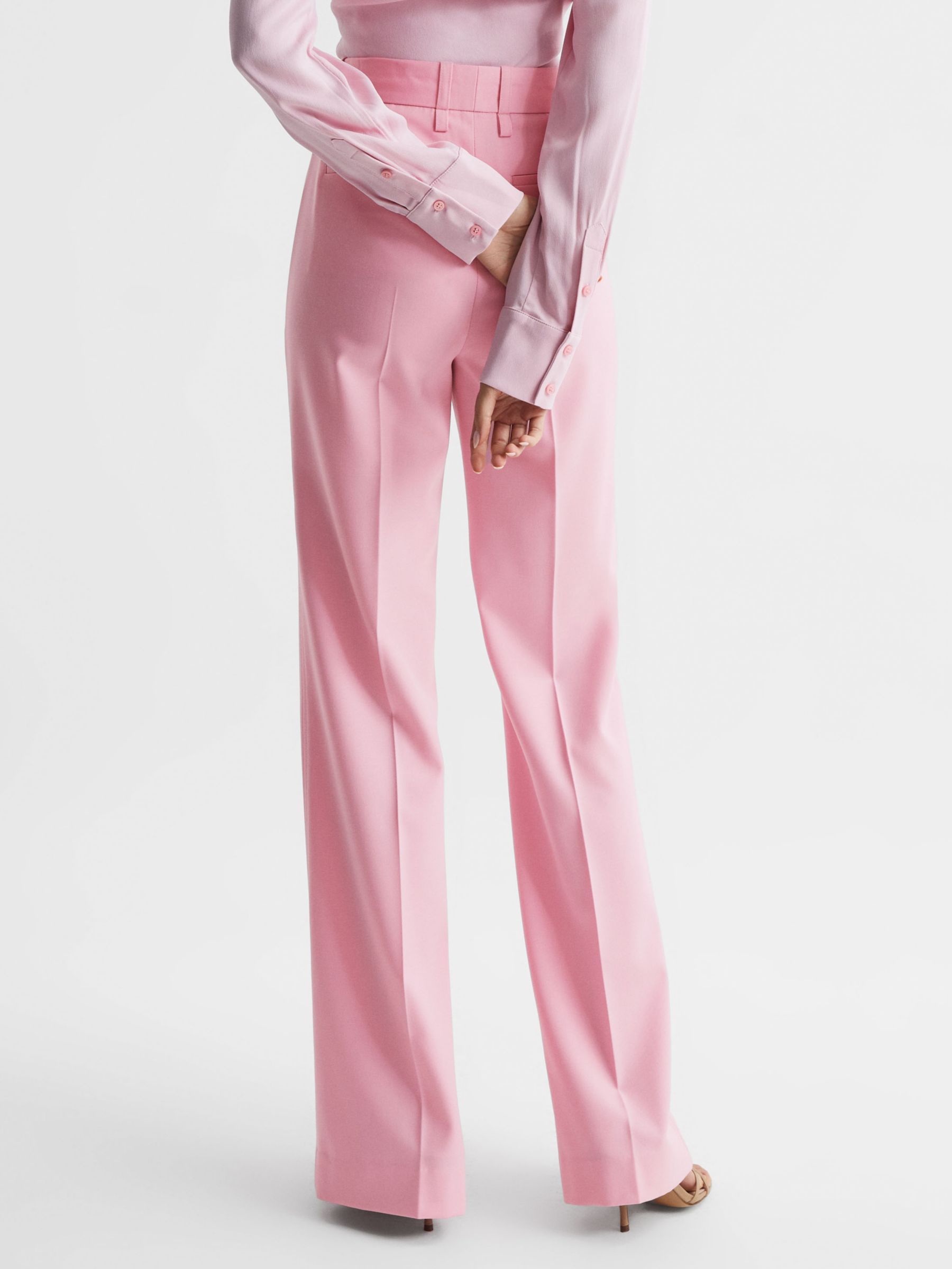 Buy Reiss Blair Wool Blend Flared Trousers, Pink Online at johnlewis.com