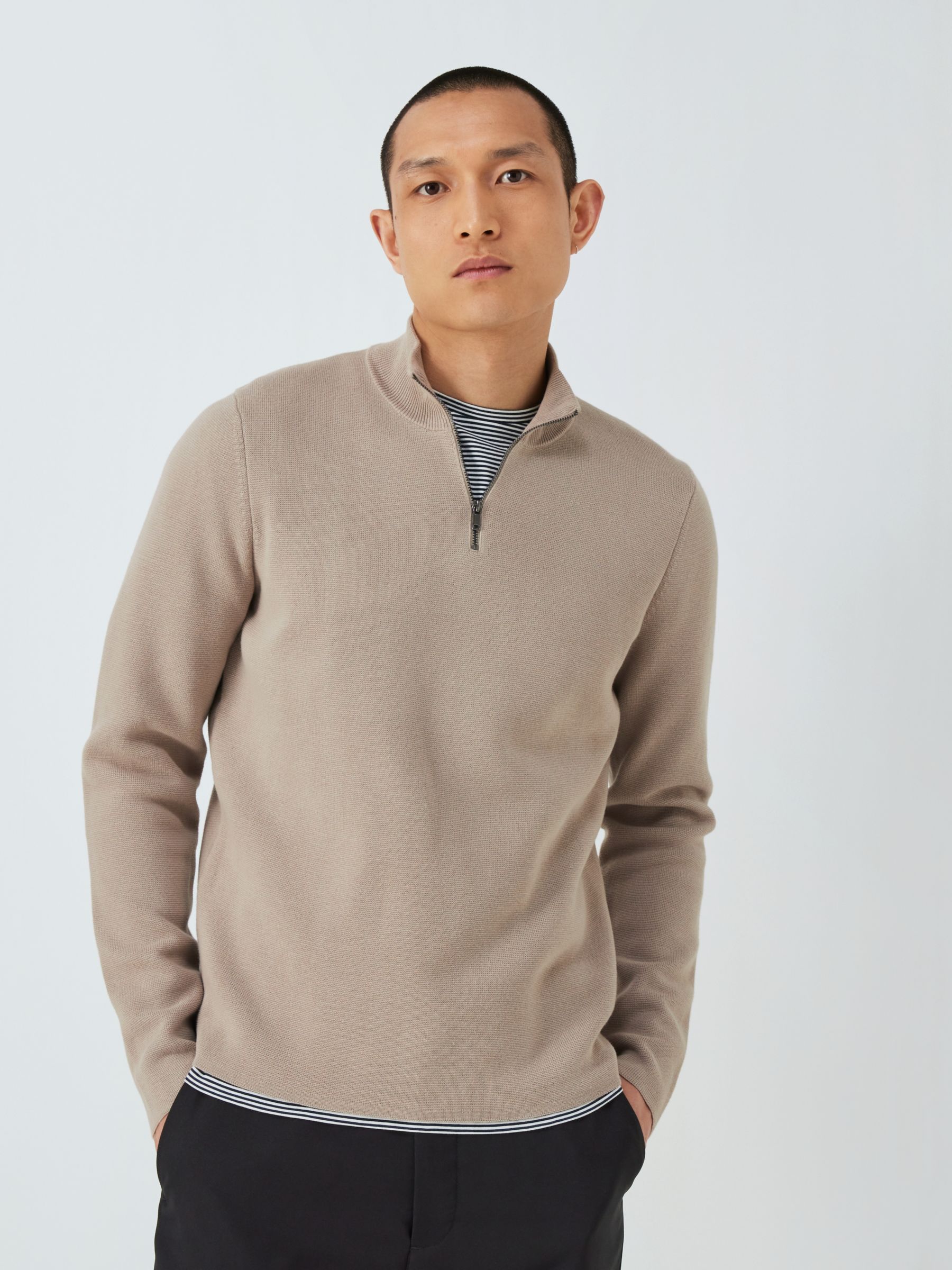 Kin Cotton Milano Half-Zip Jumper, Rock Ridge