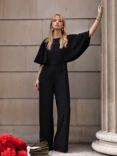 Ro&Zo Flutter Sleeve Wide Leg Jumpsuit, Black