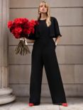 Ro&Zo Flutter Sleeve Wide Leg Jumpsuit, Black