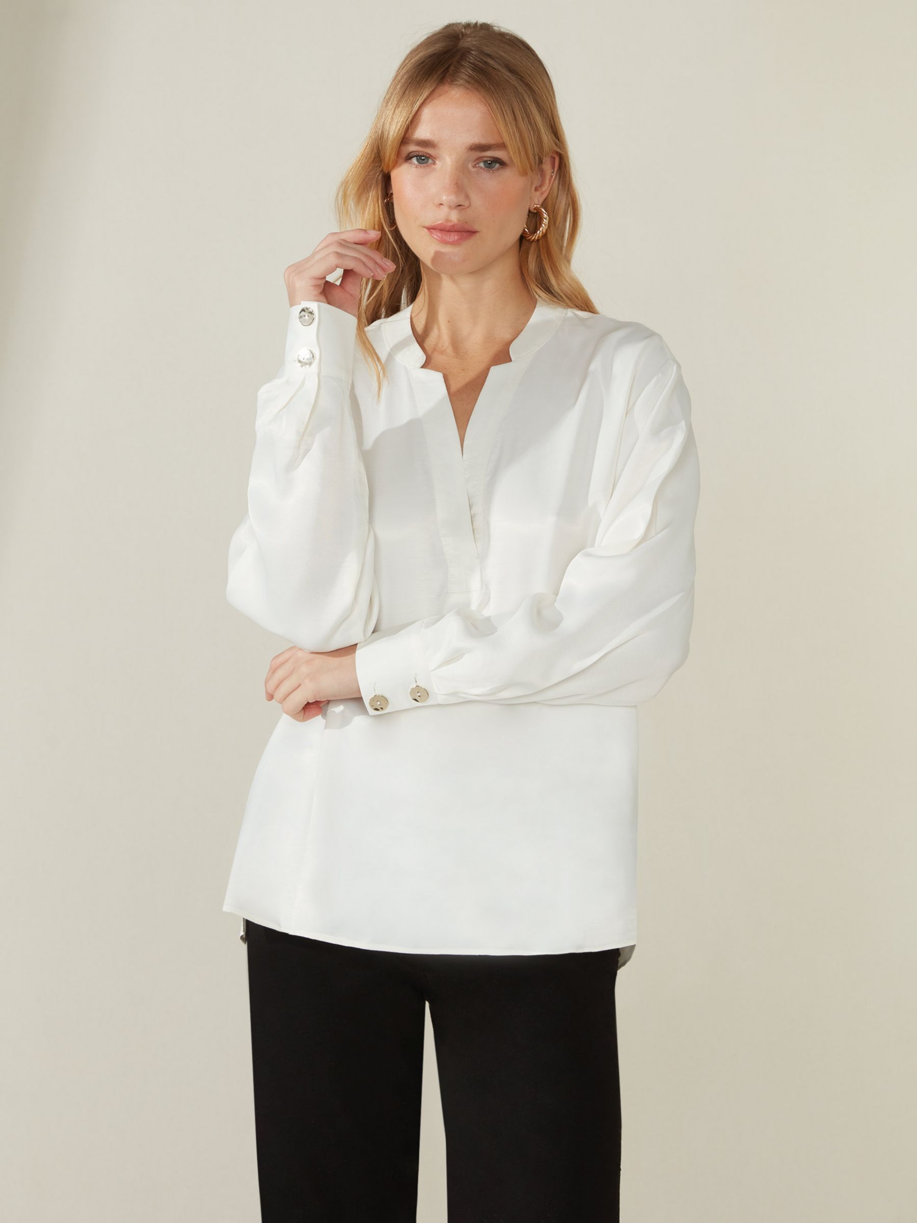 Ro&Zo Relaxed Fit Blouse, White at John Lewis & Partners