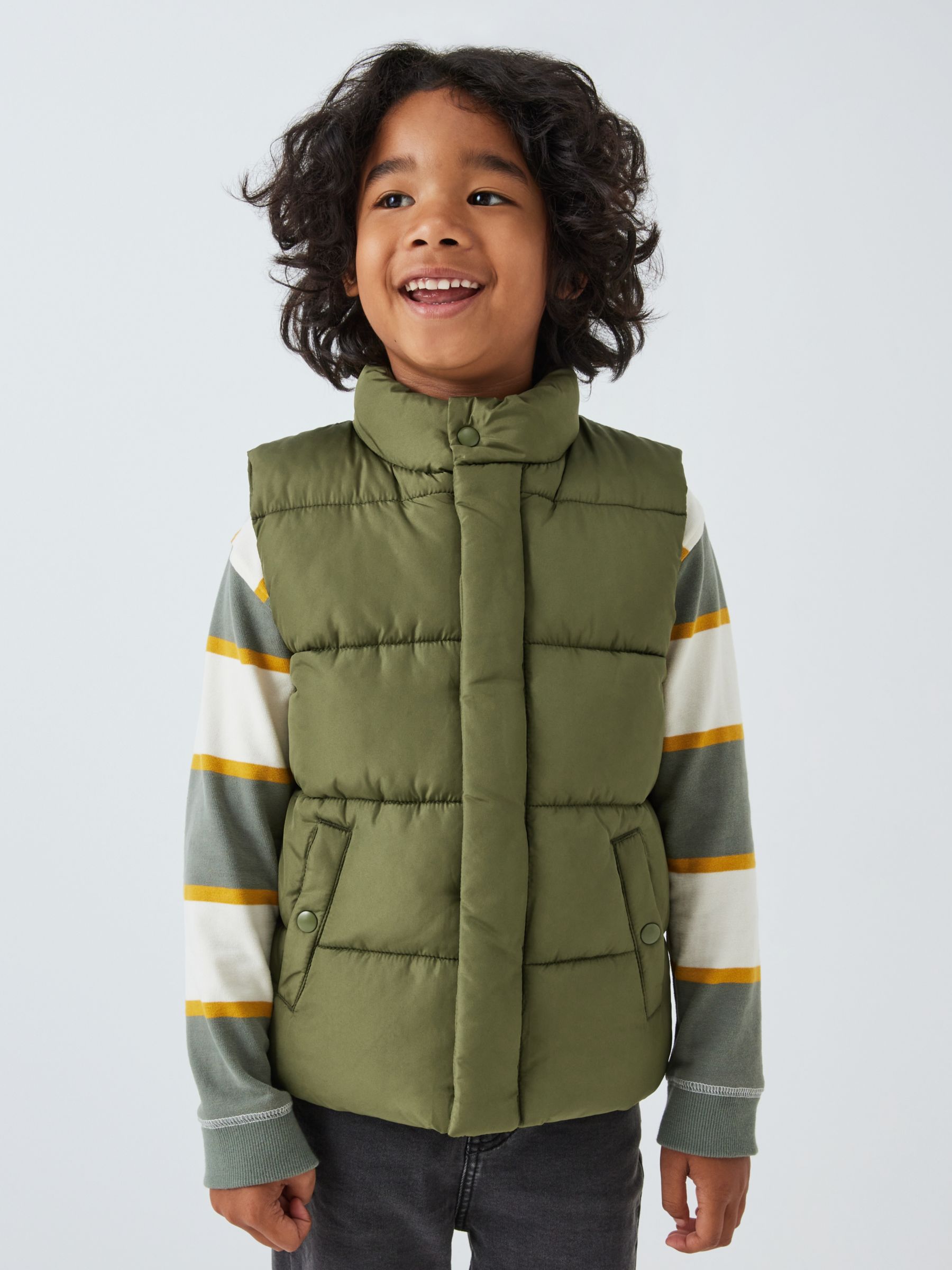John Lewis Kids' Plain Quilted Shower Resistant Gilet, Green, 2 years