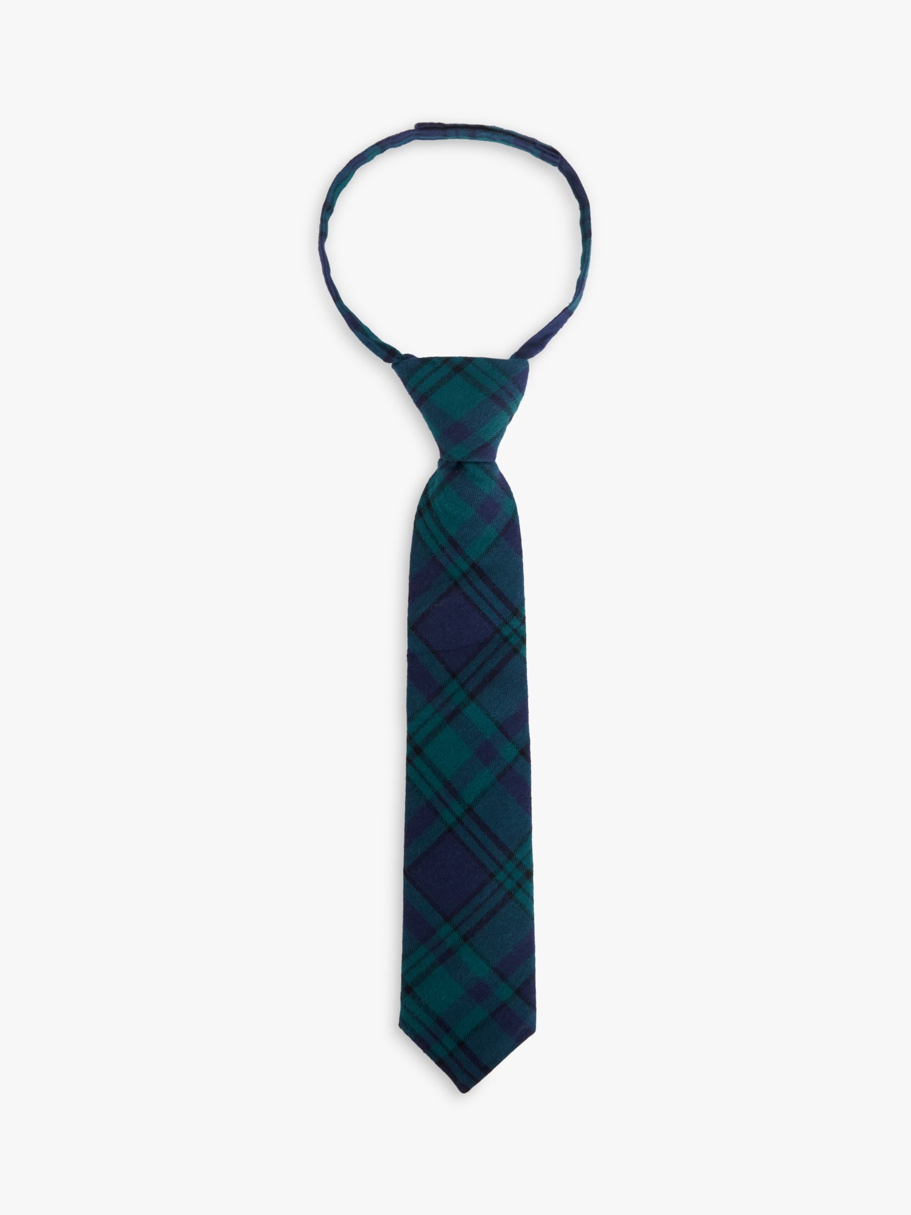 John Lewis Kids' Tartan Tie, Green/Blue, S-M