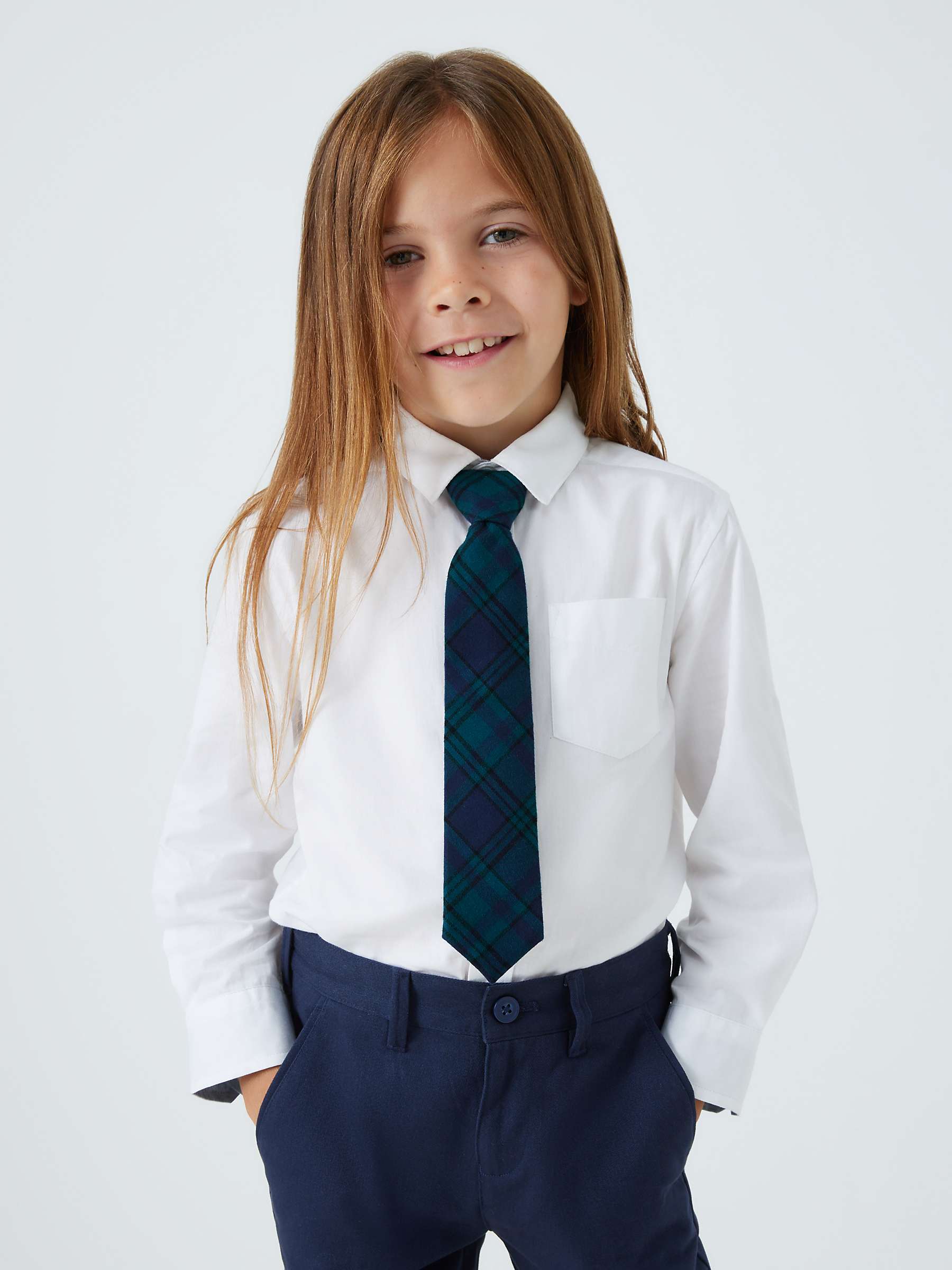 Buy John Lewis Kids' Tartan Tie, Green/Blue Online at johnlewis.com