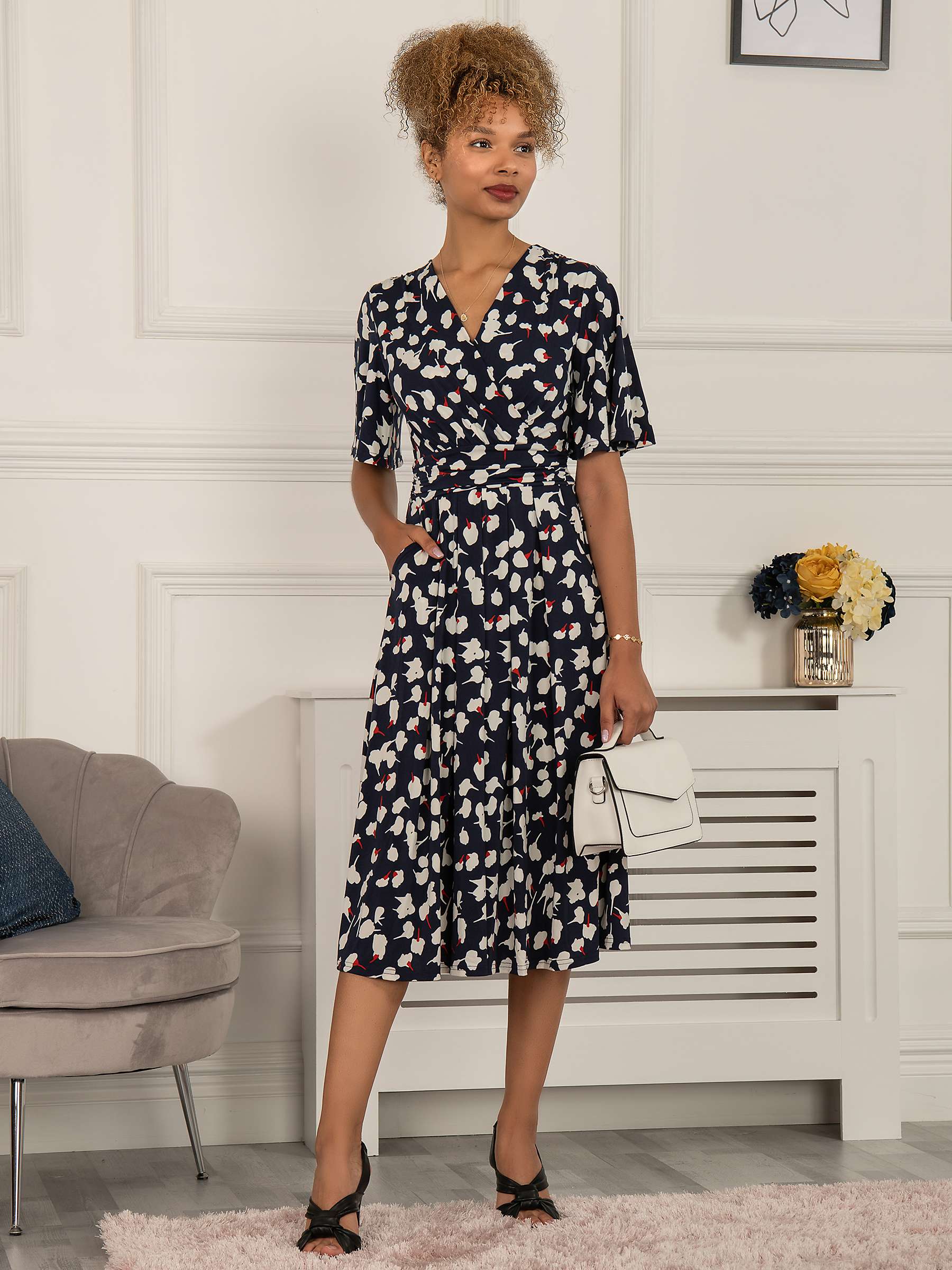 Buy Jolie Moi Quyn Angel Sleeve Jersey Dress, Navy/White Online at johnlewis.com