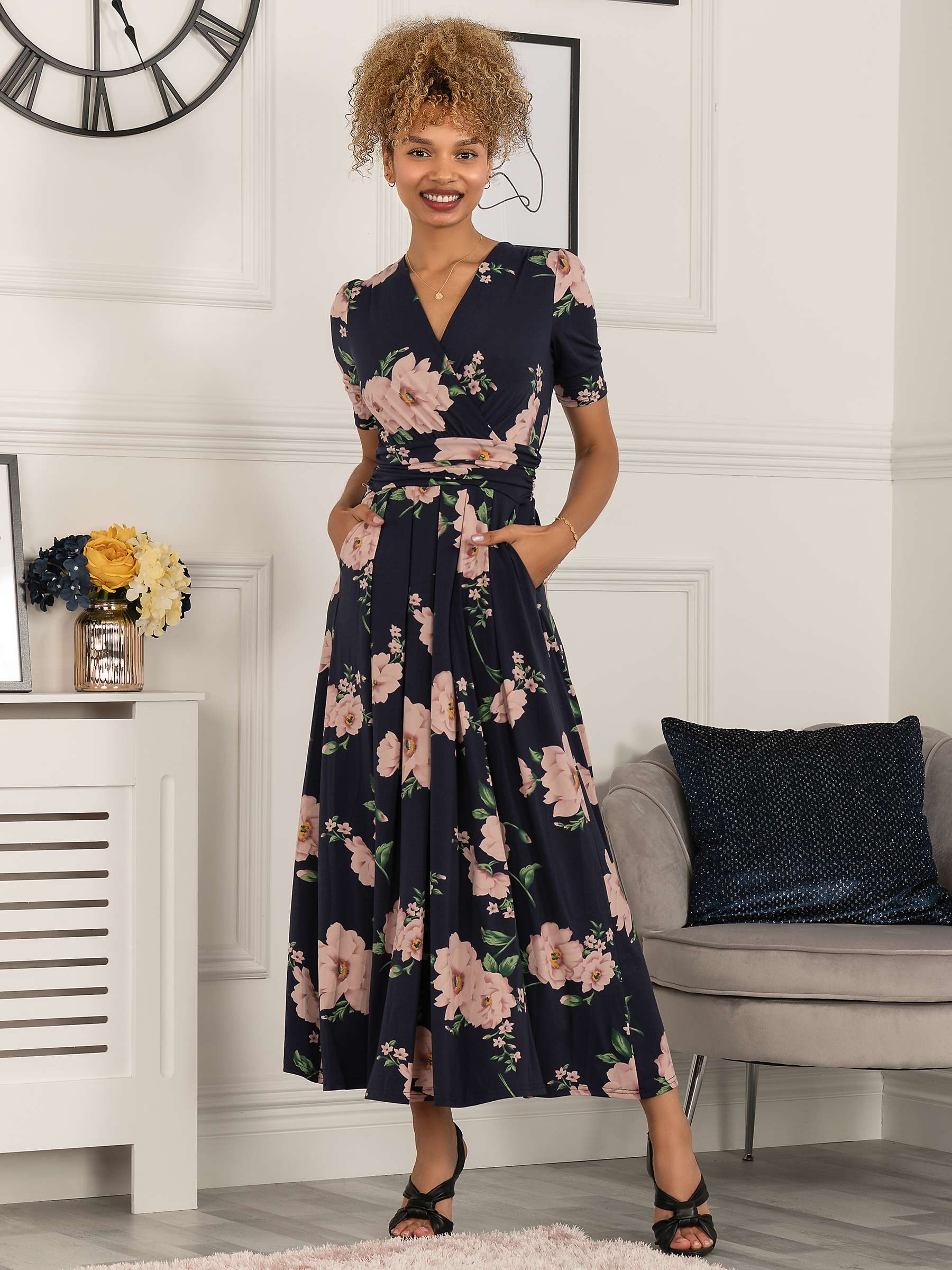 Buy Jolie Moi Daria Pleat Detail Midi Dress, Navy Online at johnlewis.com