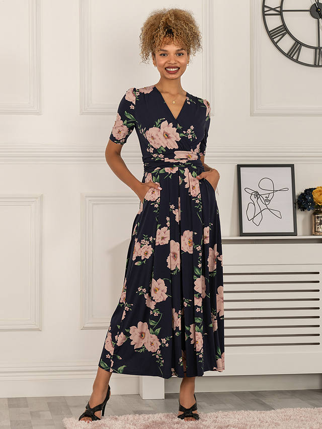 Jolie Moi Daria Pleat Detail Midi Dress, Navy