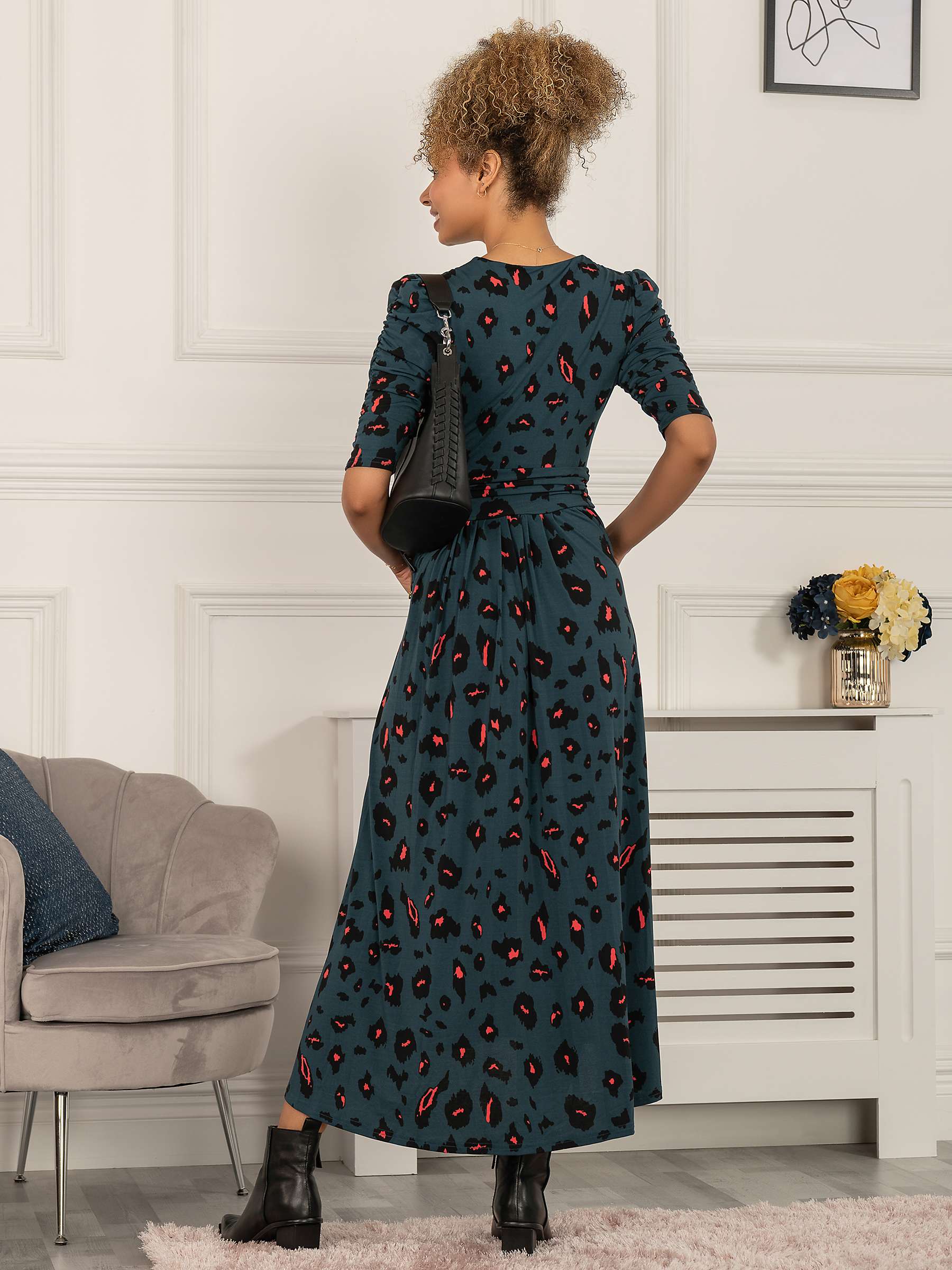 Buy Jolie Moi Adria Animal Print Jersey Maxi Dress, Dark Green Online at johnlewis.com