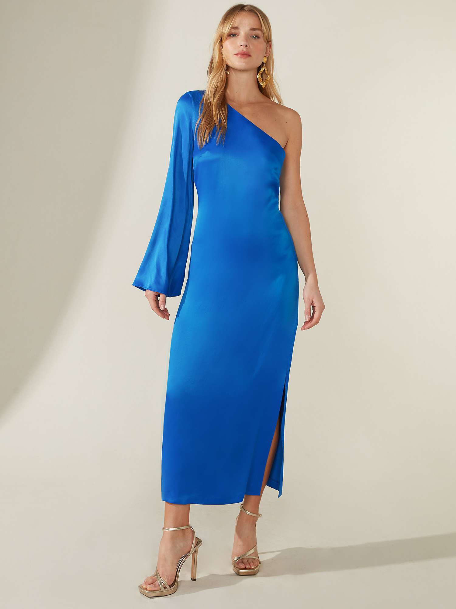 Buy Ro&Zo Selena One Shoulder Midi Satin Dress, Cobalt Online at johnlewis.com