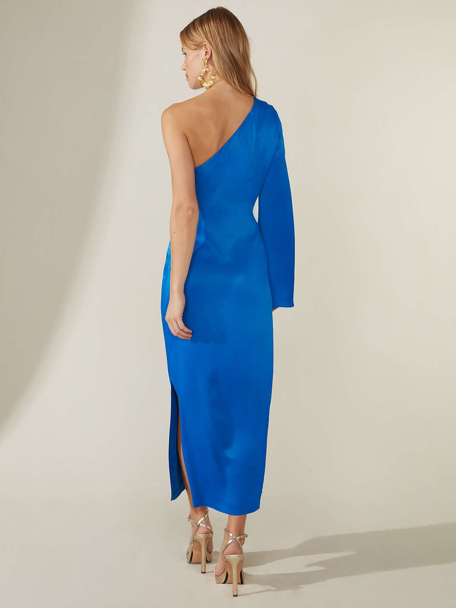 Buy Ro&Zo Selena One Shoulder Midi Satin Dress, Cobalt Online at johnlewis.com