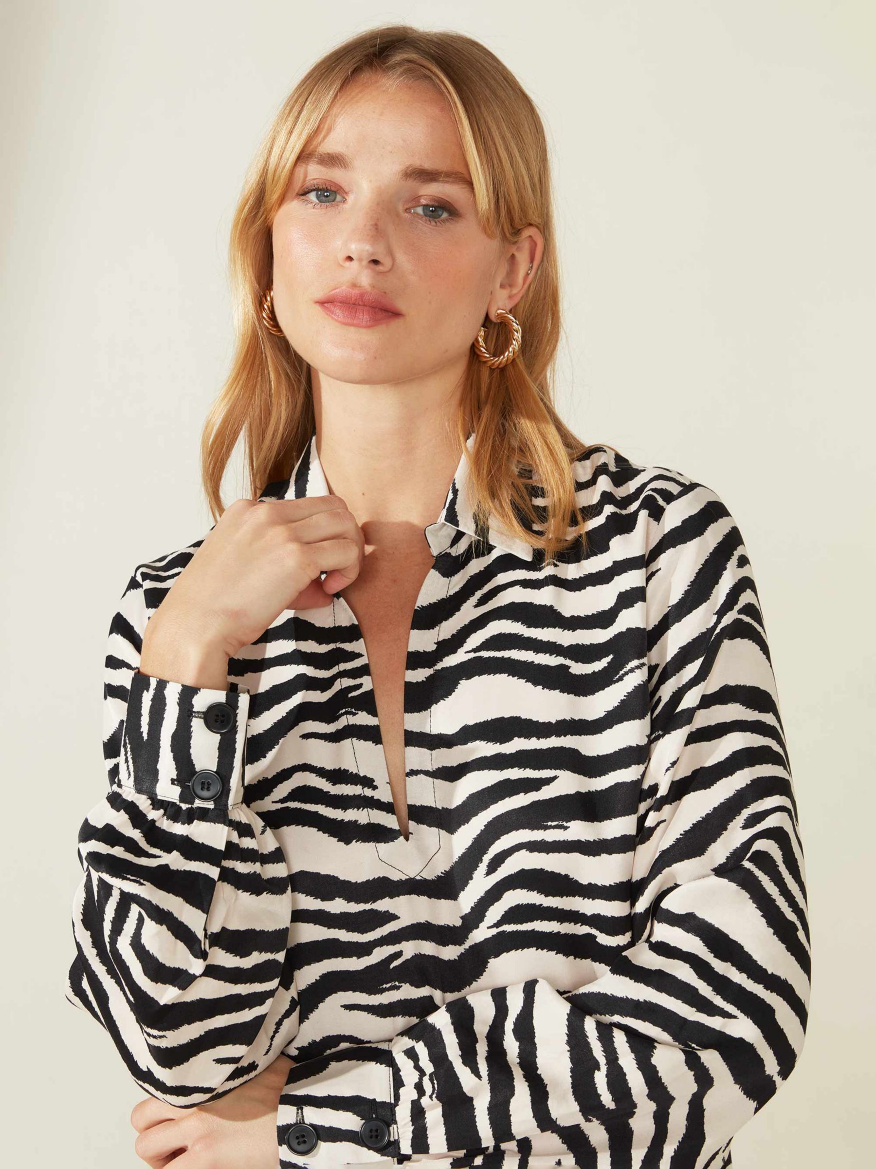 Buy Ro&Zo Zebra Print Shirt Dress, White/Black Online at johnlewis.com
