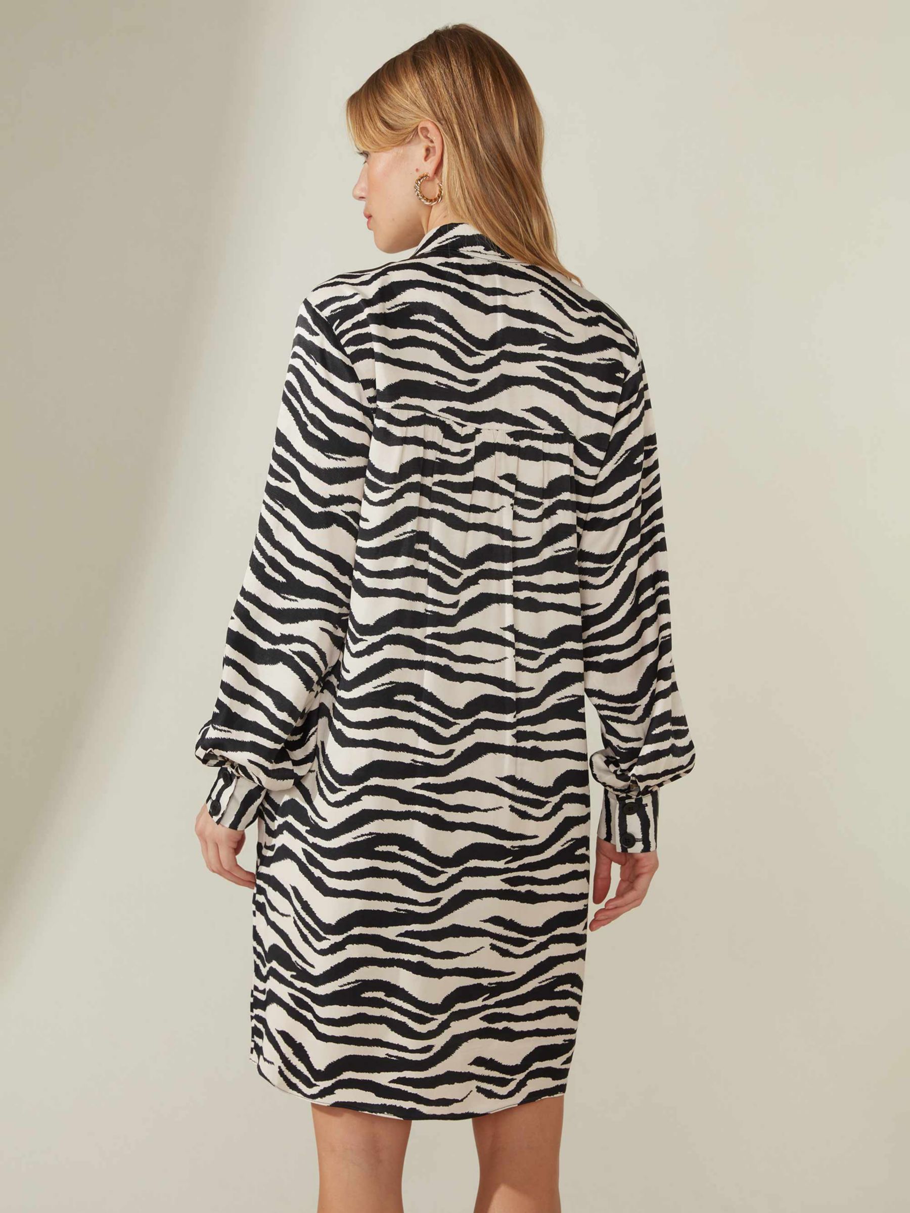 Buy Ro&Zo Zebra Print Shirt Dress, White/Black Online at johnlewis.com
