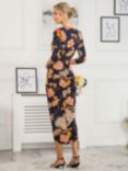 Jolie Moi Ellen Draped Bodycon Maxi Dress, Navy/Orange