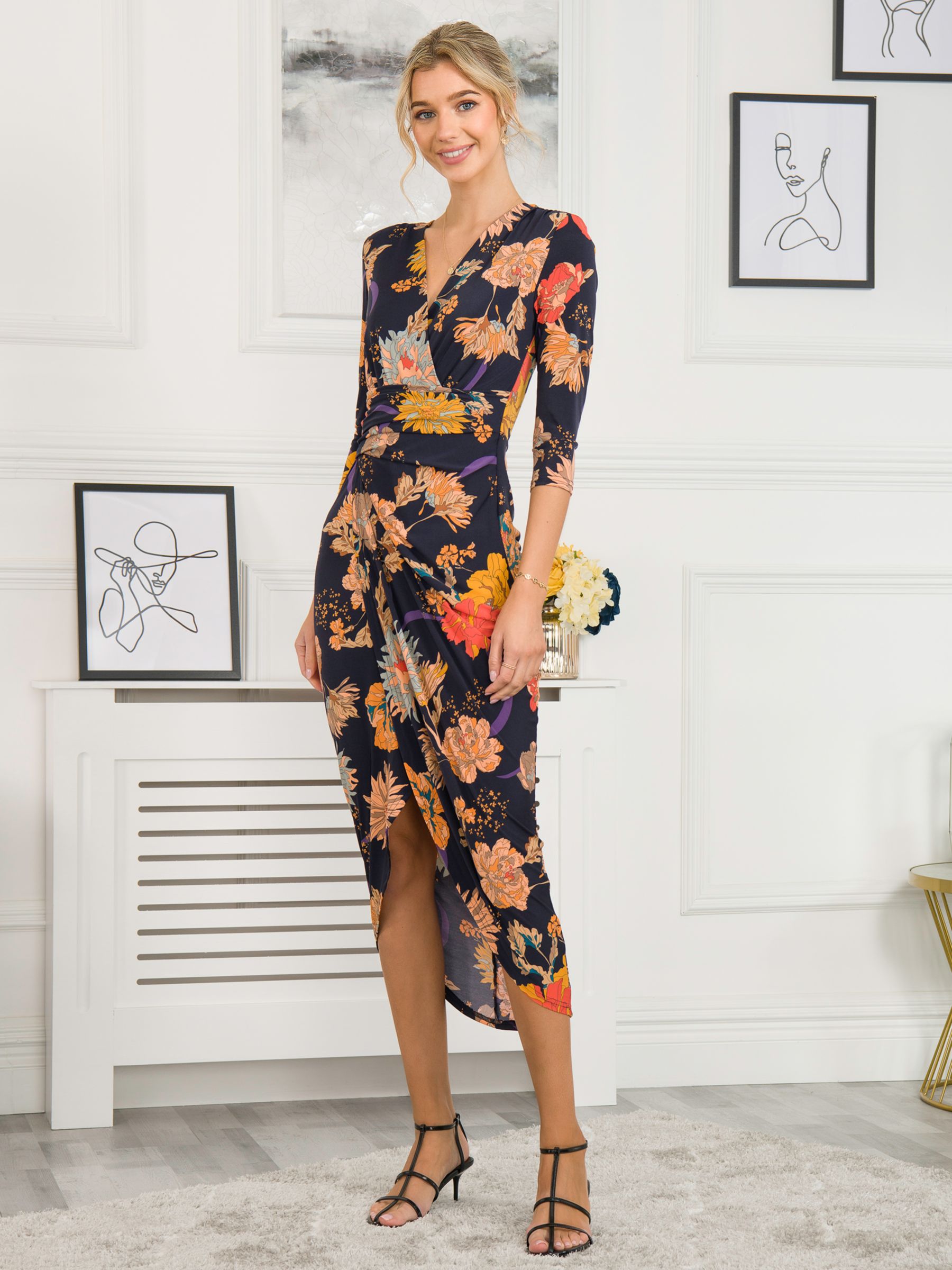 Buy Jolie Moi Ellen Draped Bodycon Maxi Dress, Navy/Orange Online at johnlewis.com