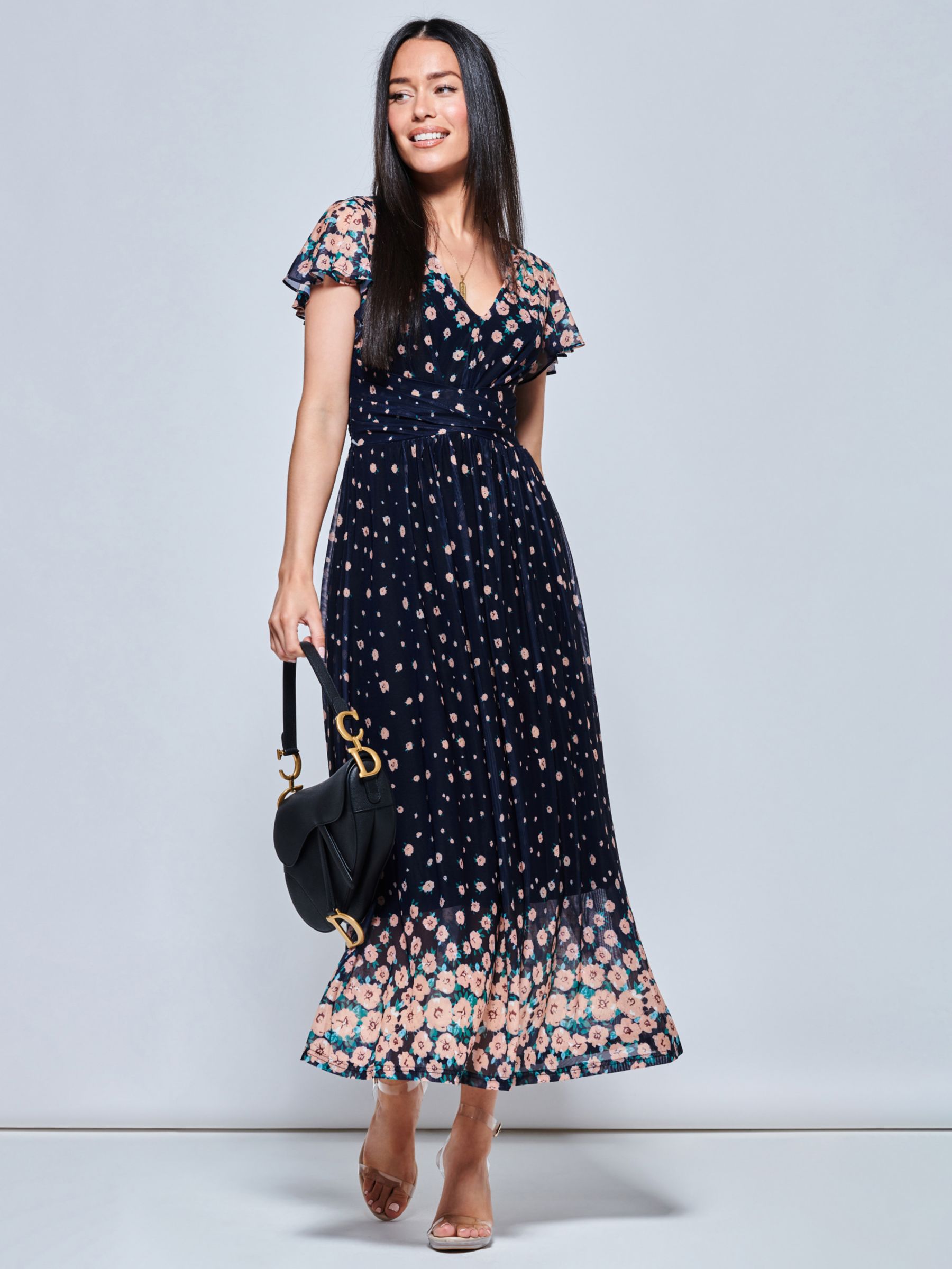 Jolie Moi Mably Floral Print Maxi Dress, Navy at John Lewis & Partners