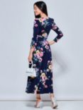 Jolie Moi Greyson Long Sleeve Floral Print Midi Dress, Navy