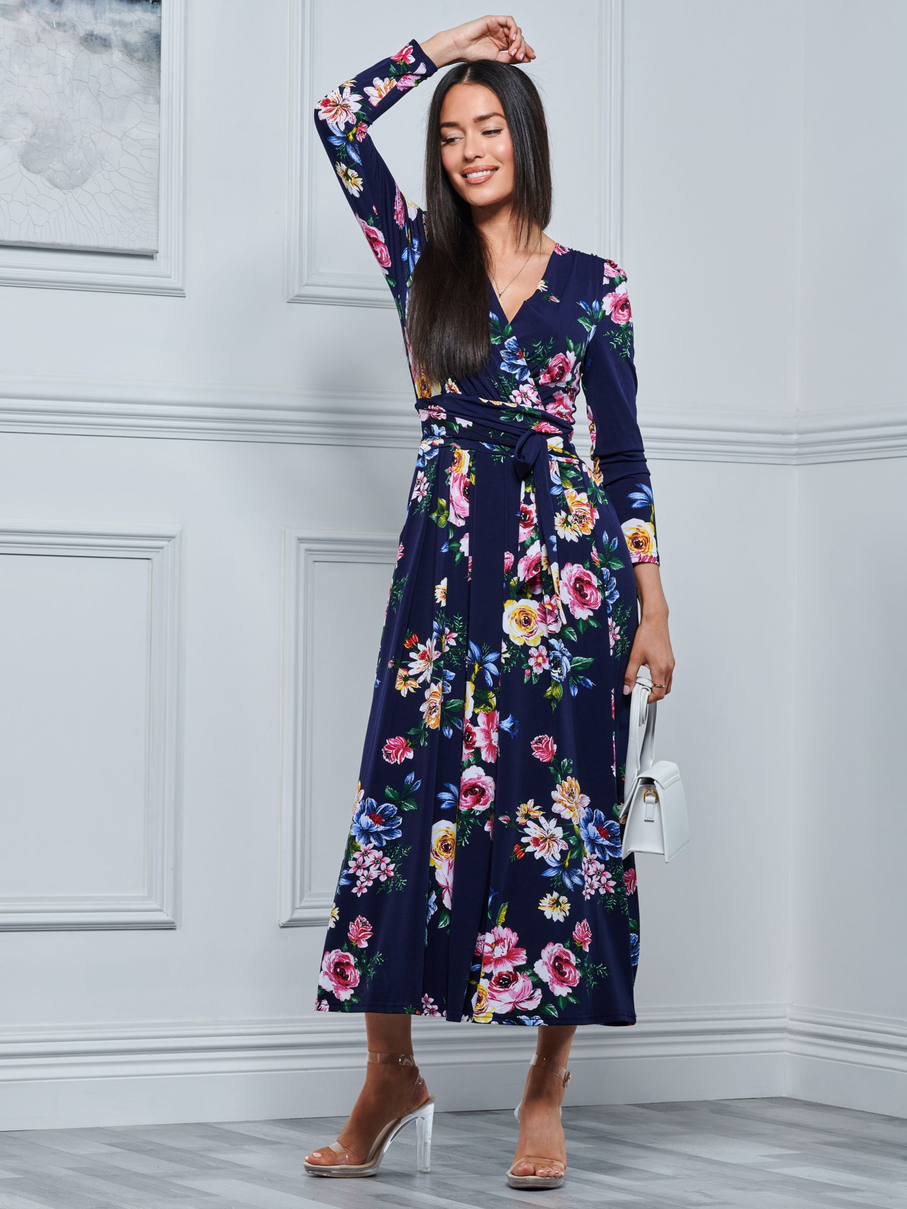 Feel the music navy blue floral discount print maxi dress