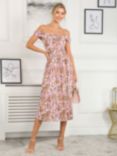 Jolie Moi Rezka Off Shoulder Mesh Midi Dress, Light Pink, Light Pink