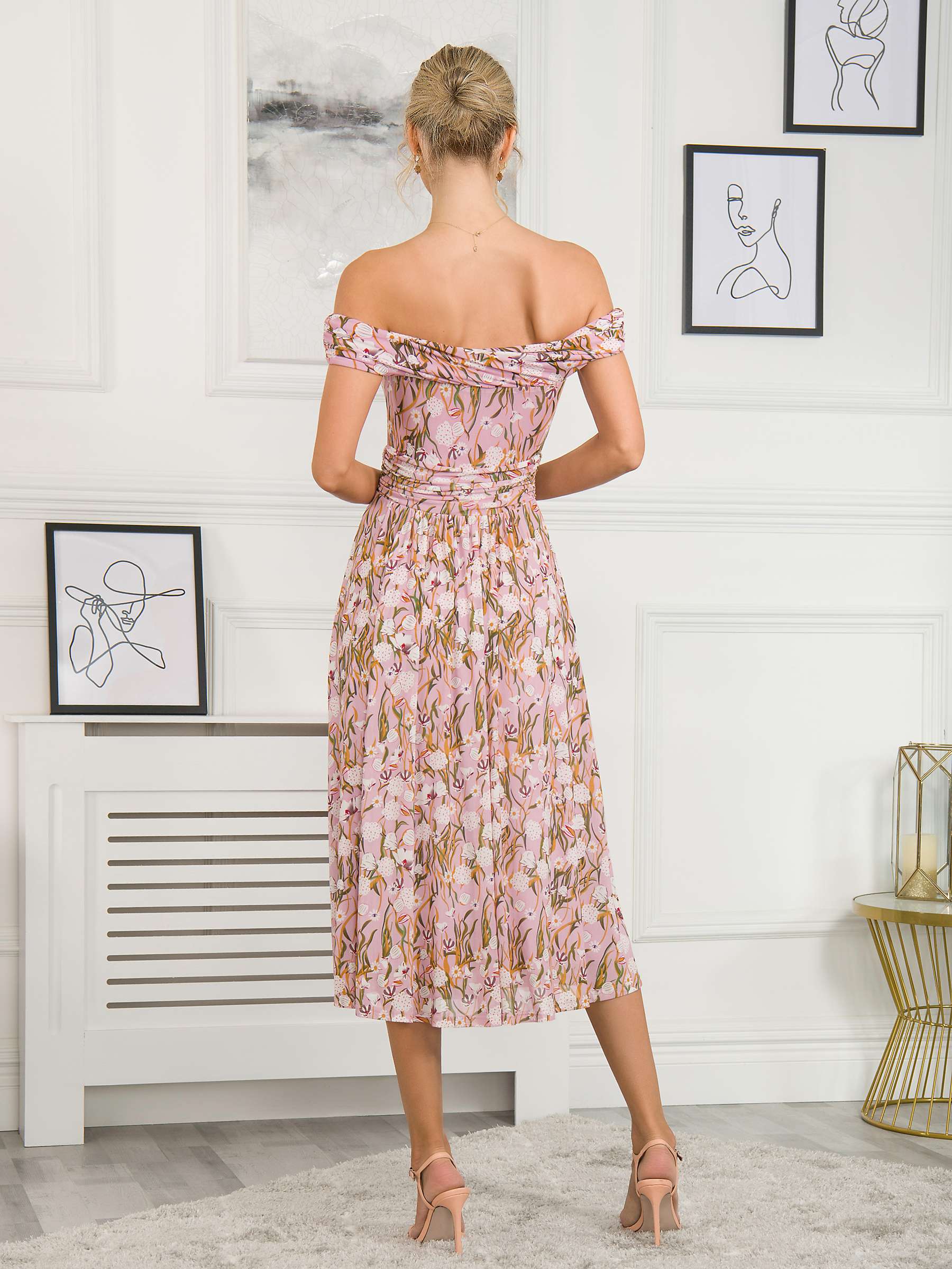 Buy Jolie Moi Rezka Off Shoulder Mesh Midi Dress, Light Pink Online at johnlewis.com
