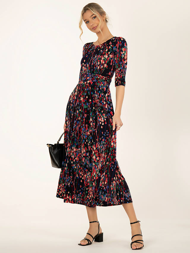 Jolie Moi Pauline Abstract Print Dress, Navy Multi at John Lewis & Partners