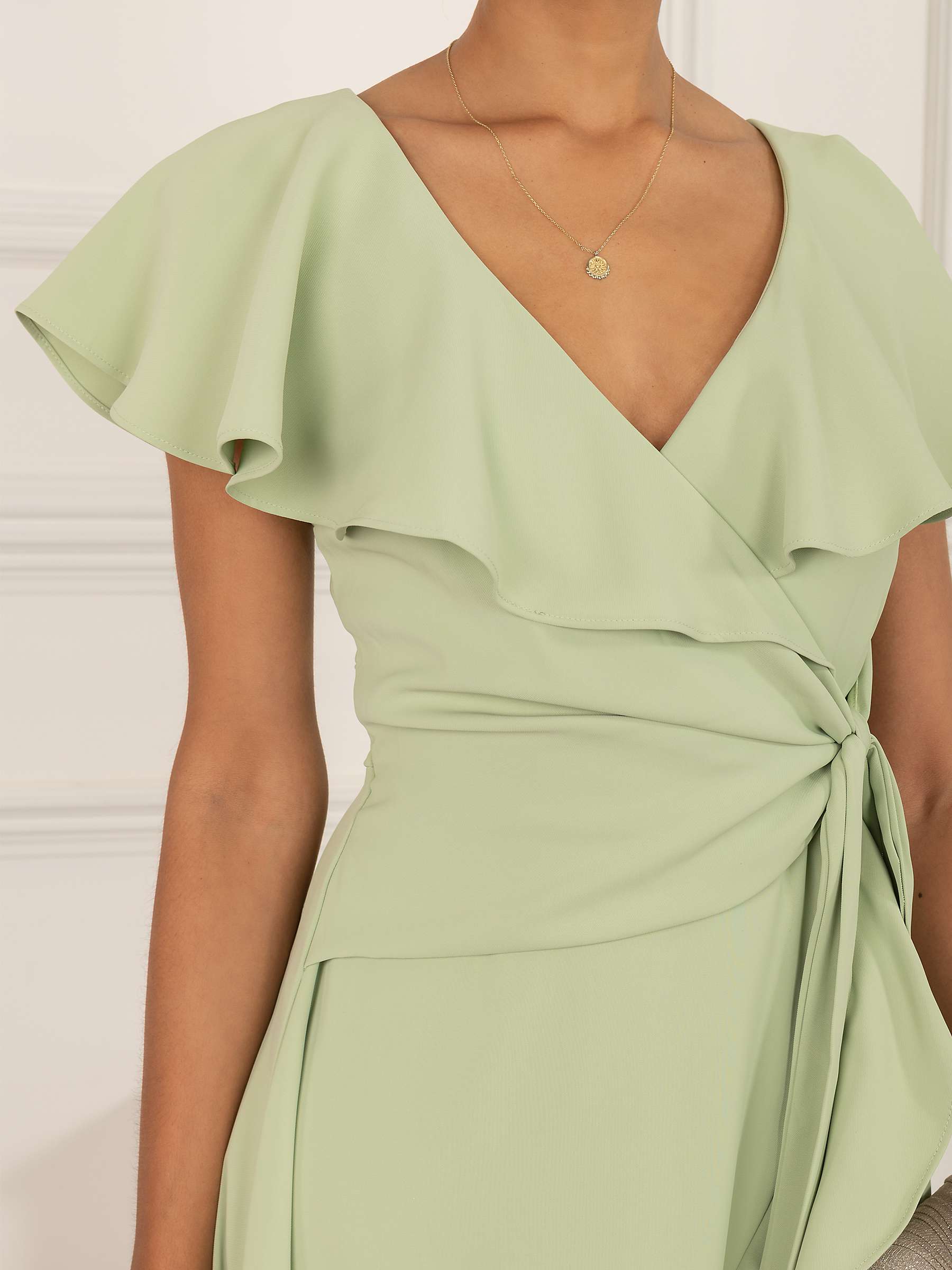 Buy Jolie Moi Racele Ruffle Plunging Midi Dress, Green Online at johnlewis.com