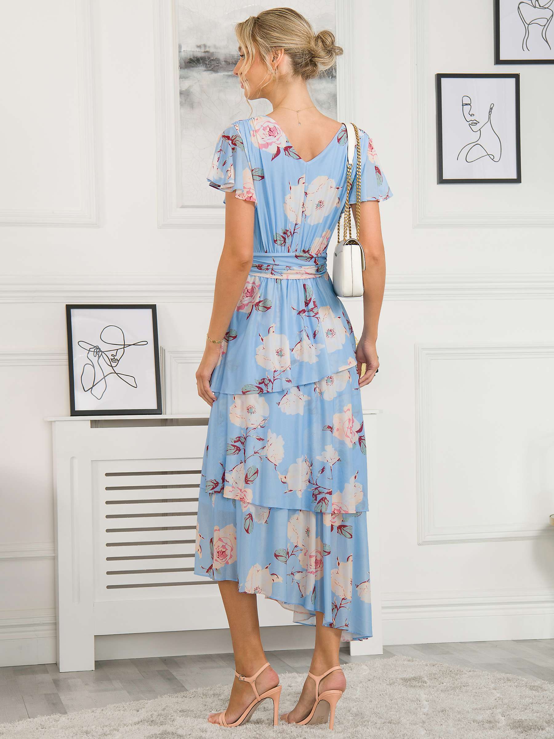 Buy Jolie Moi Elodie Floral Print Tiered Mesh Maxi Dress Online at johnlewis.com